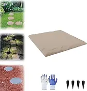 Stake Down Stepping Stones, Large Stepping Stones Outdoor Garden Walkway, Durable Plastic Pavers, Outdoor Patio stonesand Pavers with Ground Stakes, for Yard Lawn (Beige,Square)