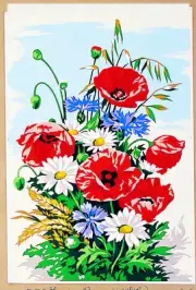 Counted cross Stitch Antique Flowers Field Poppy - Flanders 30x40cm
