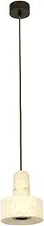Beacon Lighting Traviato 1 Light Squat Pendant in Travertine with Bronze Details