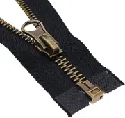 2Pcs #5 24 Inch Metal Zippers for Jackets Sewing Coats Crafts Antique Brass Sepa
