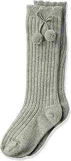 [Jefferies Socks] girls Rib Pom Pom Knee High Socks 1 Pair Pack