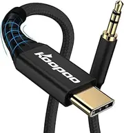 KOOPAO USB C to 3.5mm Audio Aux Jack Cable, Type C to 3.5mm Headphone Stereo Cord Car Compatible with iPhone 16 15 Plus/15 Pro Max, Galaxy S23 S22 S21 S20, MacBookiPad Pro (Black, 3.28Ft)