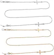 [FOMIYES] 2Pcs Eyeglass Chain Lost Lanyard for Women Retro Cross Design Holder for Sunglasses and Glasses Stylish Accessory
