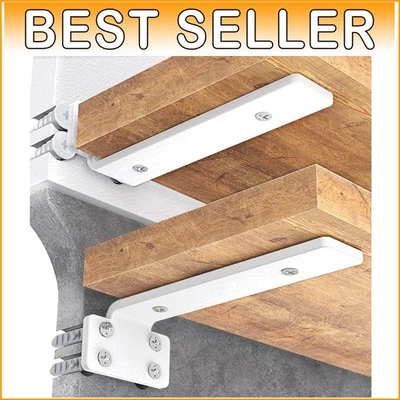 Heavy Duty 12-Inch White Floating Shelf Brackets - 6 Pack Supports Up to 160 lbs