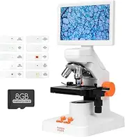Wireless Digital Microscope for Kids Adults MatataStudio MT3-4 1200X Professional Biological Microscope with 7" 1080P Screen 5MP CMOS 3D Stage Slide Set 4K USB Microscope for School Lab Home Education