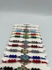 Hamsa Different Designs Charms Colorful Braided Bracelet Pack of 12