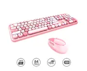 Wireless Bluetooth Keyboard Typewriter Keyboard Compatible with Android, Windows, PC, Perfer for Home and Office Keyboards - Pink mixed color