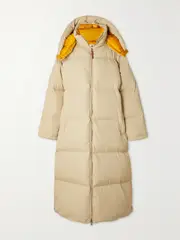 [Tory Sport] Tory Sport - Hooded Quilted Shell Down Coat - Beige - large large Neutrals