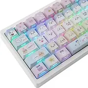 TYRIXKI PBT Keycaps - Side Printed Keycap Set,136 Keys Shine Through Cute Kawaii Cat Keycaps, Cherry Profile Custom Keyboard Keycap for Cherry MX Switches Mechanical Keyboards
