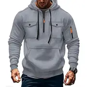 Men's Hoodie Quarter Zip Hoodie Tactical Hoodie Black Army Green Red Blue Camel Hooded Plain Pocket Quarter Zip Sports Outdoor Casual Daily Streetwear Cool Sp