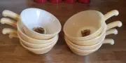 Lot of 8 Vintage Fire King Copper Tint Beehive Chili Bowls w/ Handle New Unused