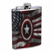 American Flag D19 Flask 8oz Stainless Steel Hip Drinking Whiskey