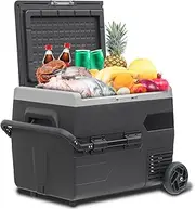 SMETA 12 Volt Car Refrigerator，Portable Freezer 12v/24v RV Fridge, Dual-Zone Dual-Temperature，68 Quart (65L) Electric Solar Mini Cooler DC for 2.3 Cu. Ft Camping Travel RV Outdoor Semi-Truck, -4℉~68℉