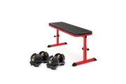 Powertrain 48KG Adjustable Dumbbell Set - Gold with Height-Variable Bench