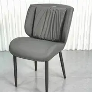 Set of 2 Modern Dining Chairs Wide Backrest Microfiber Leather Kitchen Chairs with Metal Legs