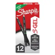 Sharpie S-Gel 2126216 Medium 0.7 mm Gel Pen - Green Ink/Black Barrel (1-Dz) New