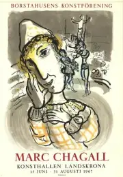 MARC CHAGALL Circus with Yellow Clown 33" x 23" Lithograph 1967 Modernism Yellow