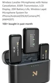 Wireless Lavalier Microphones with Noise Cancellation, 2TX+1RX+Charging Case