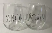 4 Rae Dunn “ Senor And Señorita ” Stemless Wine Glasses NEW In Box