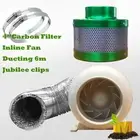 4" 100mm Ventilation Kit Inline Fan Carbon Filter Ducting Hydroponics Extractor