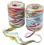 2 Rolls Colored Paper String Raffia Ribbon 160Meters/524 Feet Ribbons with 6 Colors Paper Perfect for Gift Box Wrapping, DIY Art Decoration, Party Decor and Craft Projects