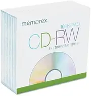 Memorex CD-RW Discs, 700Mb/80Min, 4X, W/Slim Jewel Cases, Silver (MEM03408) Category: CD Media