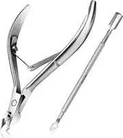 Professional Nail Clipper and Cuticle Pusher Set, Stainless Steel, 2-Piece Manicure Tools