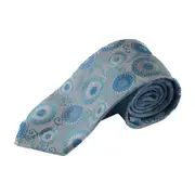 Mens Silver & Light Blue Circle Patterned 8Cm Neck Tie