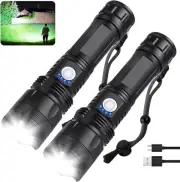 Rechargeable Flashlights 990000 High Lumens 2 Pack Super Bright 12 Hours Long Li