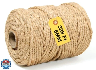 Jute Twine String - 328ft 6mm Eco-Friendly Heavy-Duty Cord for Crafts,Industr