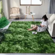 Extra Large Fuzzy Rug Fluffy Carpets, 8x10 Feet Tie-Dye Dark Green Rugs for L...