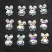 100 Transparent ClearAB Acrylic Flatback Rabbit 15mm Rhinestone Cabochon