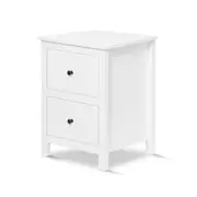 White Bedside Table 2 Drawers Nightstand Lamp Side Unit Timber Storage Cabinet