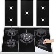 ZLHETWT Reusable Gas Stove Burner Covers,Universal Gas Stove Protectors, 5 Hooks Non-Stick Heat Resistant Stove Top Gas Range Protectors Dishwasher Safe for Home Kitchen, Black, 2024050505