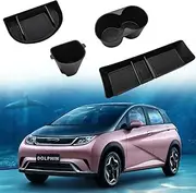 LZCUMIN is Suitable for BYD Dolphin Accessories 2024-2025 Center Console Storage Rack and Screen Rear Storage bin, Front Water Cup Holder and Rear Trash can (4 Pieces in Total for AU RHD)