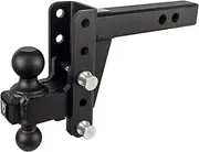 BulletProof Hitches 2.0" Adjustable Heavy Duty Trailer Hitch (22,000lb Rating) - 4" Drop/Rise Trailer Hitch with 2" & 2-5/16" Dual Ball - Black Textured Powder Coat, Solid Steel, Corrosion-Resistant
