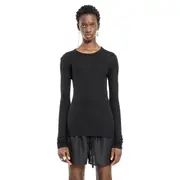 [ANN DEMEULEMEESTER] Fiene Long Sleeve T-Shirt in Viscose Cotton Rib Black