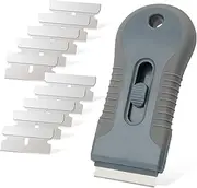 EHDIS Ceramic Scraper Car Sticker Remover Glass Cooktop Razor Scraper with 10pcs Replace Blades for Label,Glue,Paint,Adhesive Remover,Oven Door, Stove Cleaning (Grey)