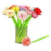 24 Pcs Flower Pens Various Colors Daisy Rose Carnation Ballpoint Pen Novelty Artificial Rose Pen 0.5Mm Black Ink Pen Random Color