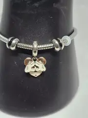 Authentic Pandora Charm Bracelet With Mickey Mouse Charm;7.5"