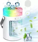 Mini Portable Air Conditioners Humidifier with 3 Speeds & 7 Colors Light, Quite