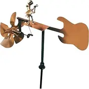 Metal Wind Chime Figure - Music Windmill | Garden Decoration with Drummer and Guitarist | Handmade Metal Sculpture for Patio & Lawn, Rock Art Wind Power Statue