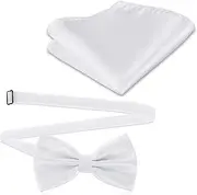 [Molain] Mens Solid Color Paisley Bow Tie Handkerchief Adjustable Pre-Tied Bowties Pocket Square Double Fold Pre-tied Bow Tie