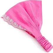 [Peppercorn Kids] Eyelet Needlework Embroidered Bandana Headband – For Girls Ages 5–12 Years