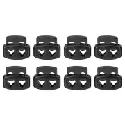 Spring Cord Lock End Toggle, 8Pcs Double Hole Spring Stopper (Black)