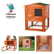 Natura Single Rabbit Hutch with Run, 2-Story with Ramp, Pull-Out Tray, Hinged...