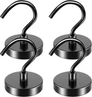 VNDUEEY 4 Pack 110 Lbs Magnetic Hooks Heavy Duty Neodymium 110 Lbs, Black