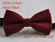 Boy Teenage 100% Cotton ROSEWOOD RED Bow Tie Bowtie Party Wedding 7-14 Years Old