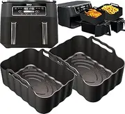 iStock Ltd Ninja AF200UK Silicone Liners – Reusable Dual Zone Air Fryer Accessories for Ninja Foodi 7.6L | Non-Stick Inserts | Dishwasher Safe | BPA-Free | Ninja Dual Drawer Silicone Liner | 2PCS