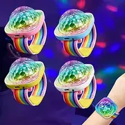 YANGUN Disco Ball Bracelet, Pack of 4 Disco Ball Light, Small Disco Light, Party Light, USB, Rechargeable, Portable Mini Disco Light for Child, Car, Dancing, DJ, Party, Birthday